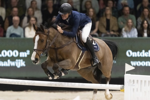 Denbosch, Netherlands - March 10, 2024. Gregory Wathelet of Belgium riding Ace Of Hearts competes in the 1.60m Rolex Grand Prix at the 2024 Rolex Dutch Masters