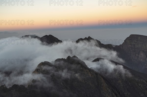 Aerial moutain view at the trail to Toubkal, the highest mountain in North Africa
