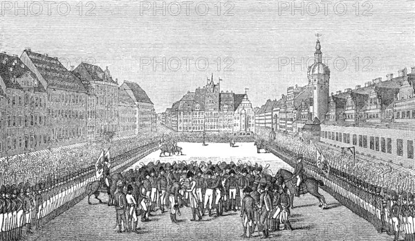 The monarchs and generals at the market place in Leipzig on 19.10.1813, Battle of the Nations, German Wars of Liberation
