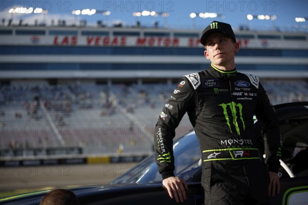 Oct 18, 2024-Las Vegas, NV, NASCAR Xfinity Series driver, RILEY HERBST (98) gets ready to qualify for the Ambetter Health 302 at Las Vegas Motor Speedway in Las Vegas, Las Vegas, United States of America