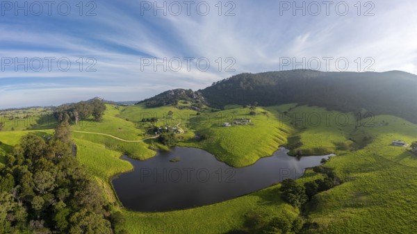 Aerial view at sunset over Mount Dromedary near Central Tilba in New South Wales, Australia, Oceania