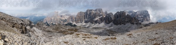 Beautiful rugged mountain landscape at Mount Lagazuoi, in the Dolomite Alps of the autonomous province of South Tirol