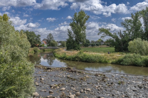 Renatured river landscape at the Nidda in Frankfurt, Germany, Europe