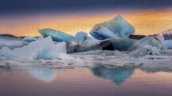 Jokulsarlon glacial river lagoon in southern part of Vatnajokull National Park