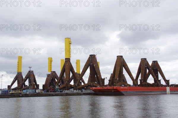 Tripods in the overseas harbour of Bremerhaven, Germany, Europe