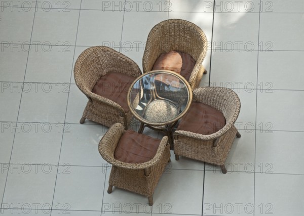Table with four chairs in coffee place