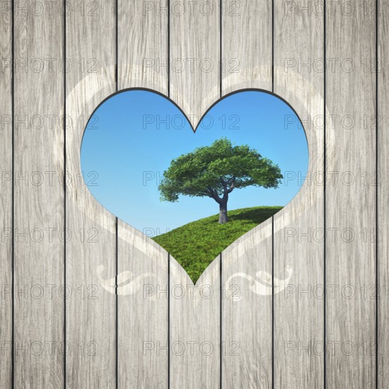 An image of a beautiful wooden heart with a tree