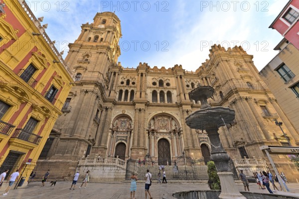 Holy Cathedral Church Basilica of the Incarnation, the cathedral of Malaga pictured from the front