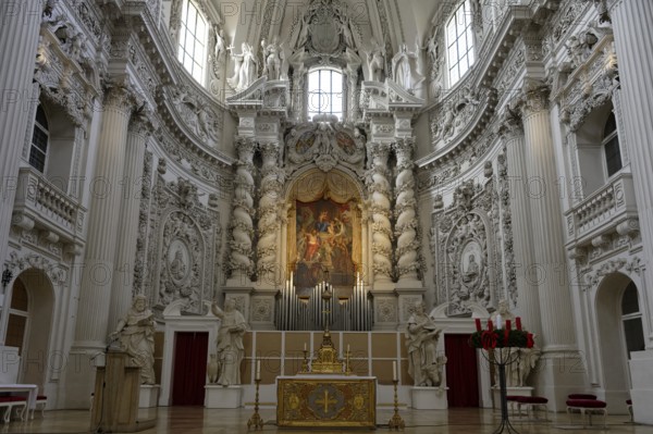 Interior view, Altar, Theatine Church, Odeonsplatz, Graggenau, Munich, Bavaria, Germany, Europe