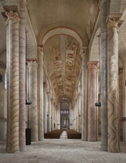 View through the columned longhouse into the old ambulatory choir, St., Sankt, Saint