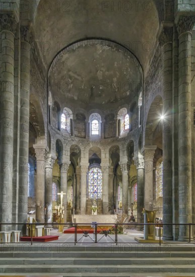 Notre-Dame Basilica is a Romanesque Auvergnat church located in Orcival, France, Europe