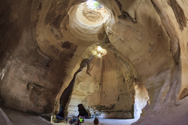 The famous underground park Beit Guvrin. Ancient caves for the extraction of building materials. Sunny warm day for a successful excursion. Israel