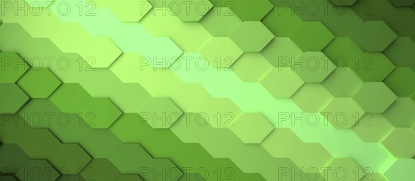 Abstract gradient green honeycomb background, 3d rendering