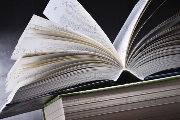 Composition with open book on the table