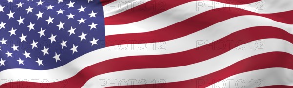 Flag of the United States of America using as panorama background, 3d rendering