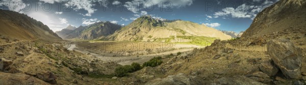 Scenic panorama of a valley in Karakoram Mountains in Pakistan