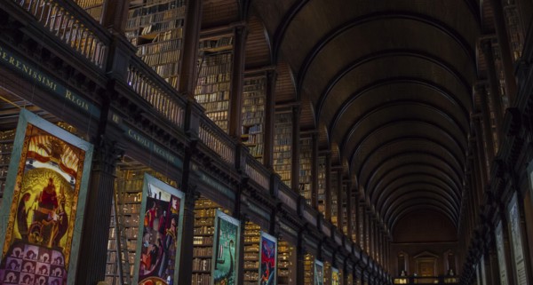 A picture of the interior of the Trinity College Library, in Dublin