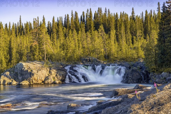 A view of the Litsjoforsen waterfall in northern Sweden