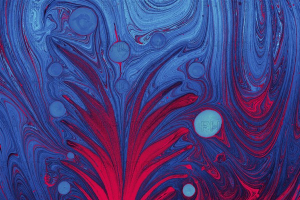 Traditional art of Ebru marbling. Abstract marbling floral pattern for fabric