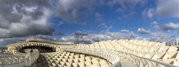 Seville, Spain - 10 January, 2021: sightseeing walk on top of the Metopol Parasol in Seville