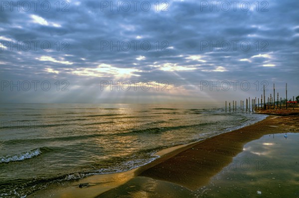 Quiet morning in Bandar-e Anzali port by Caspian Sea in northern Iran