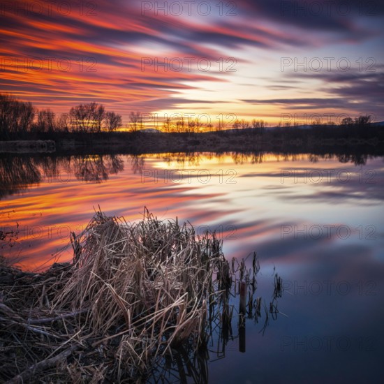 Reflections of sunset at the lake