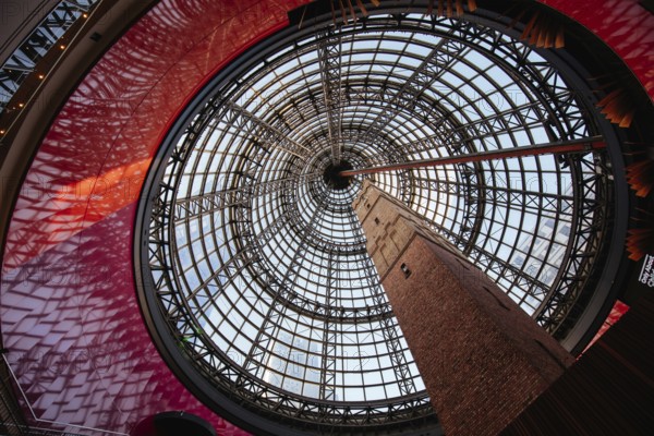 Melbourne, Australia, December 18, 2020: Busy Melbourne Central and Shot Tower with Christmas decorations and festivities in Melbourne, Victoria, Australia, Oceania