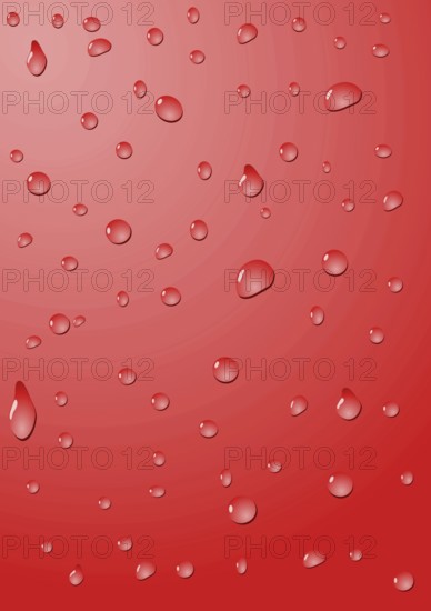 Drops on glass in red