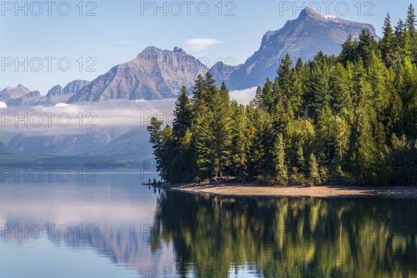 LAKE MCDONALD, MONTANA/USA - SEPTEMBER 20 : View of Lake McDonald in Montana on September 20, 2013. Unidentified people
