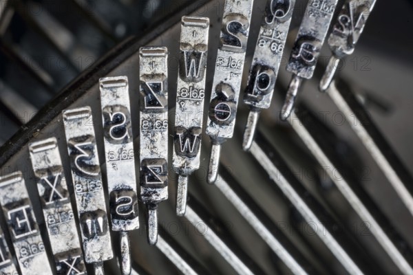 Close up of the letters on an old typewriter