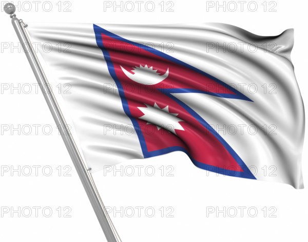 Flag of Nepal, isolated on white