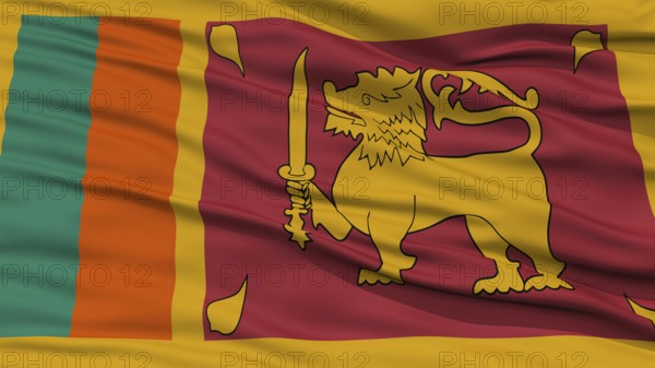 Closeup Sri Lanka Flag, Waving in the Wind, High Resolution