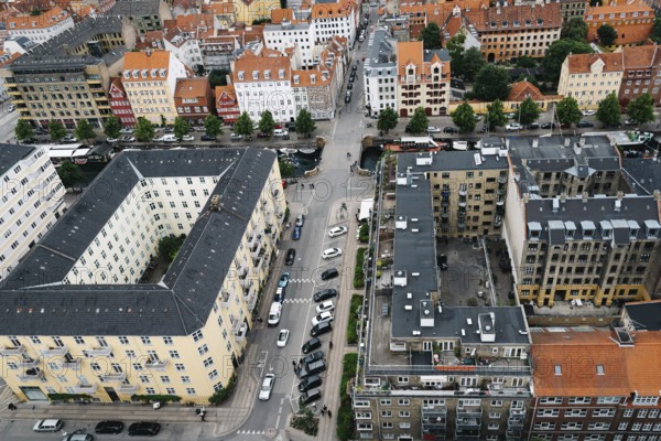 Copenhagen, Denmark, August 12, 2016: Aerial view of Copenhagen a cloudy day of summer, Europe