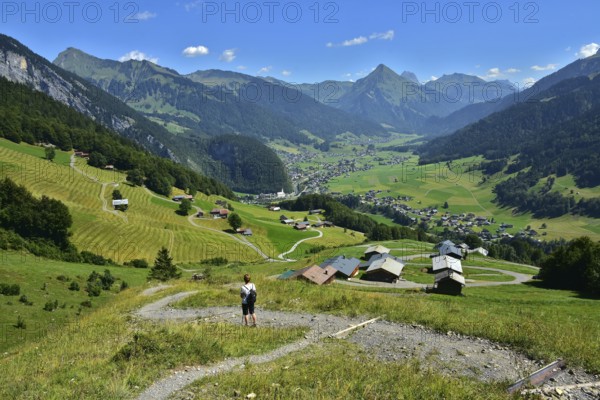 View of Au and Schoppernau in the Bregenzerwald, Vorarlberg, Austria, View of Au and Schoppernau in the Bregenzerwald, Vorarlberg, Austria, Europe