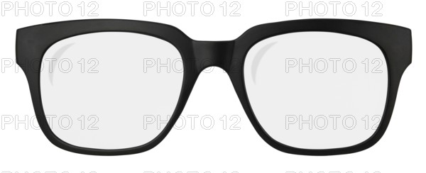 Isolated Retro Black Thick Framed Glasses On A White Background