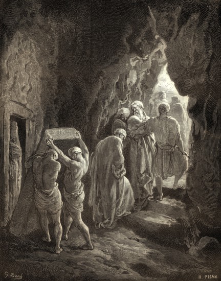 Burial of Sarah at Machpelah, woodcut by Gustave Doré