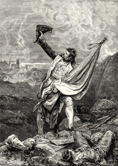 Lord Cochrane recovering the Spanish flag at the Siege of Roses, Catalonia, Spain, 1808, Europe