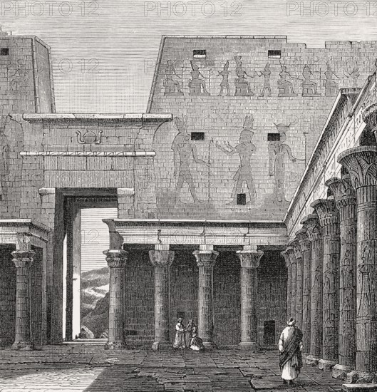 The Temple of Edfu, an Egyptian temple in Edfu, Upper Egypt, 19th century