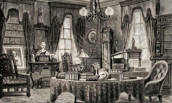 Longfellow's study, Craigie House, West Cambridge, Massachusett s, home of Henry Wadsworth Longfellow, 1807 – 1882, American poet
