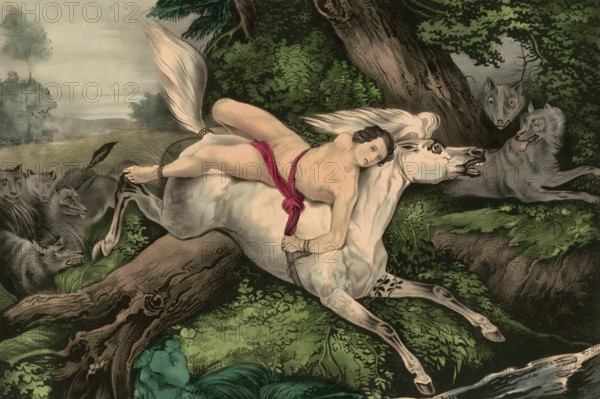 Scene from Mazeppa, a narrative poem written by Lord Byron in 1819, digital edited