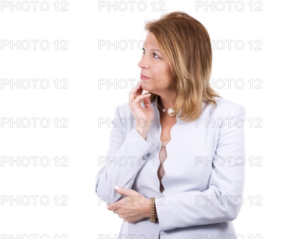 Middle aged caucasian woman wearing business on white background, Toronto, Canada, North America
