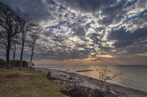 Beach at sunset on the coast of the Baltic Sea near Graal Müritz