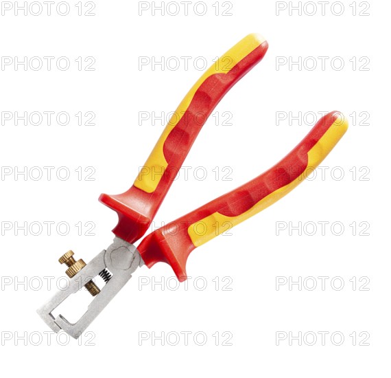 Construction Electric Tools Wire Strippers With Insulated Red Handles Insulated On White