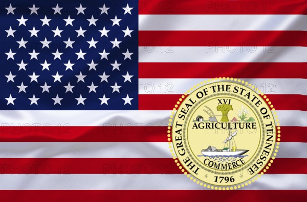 The flag of the USA with the coat of arms of Tennessee, Studio