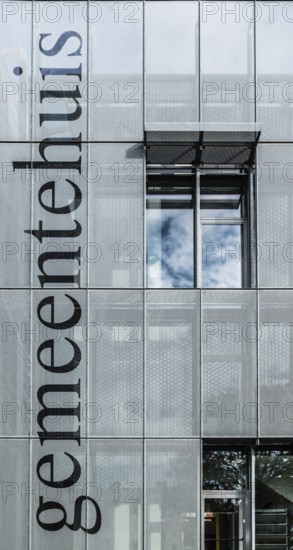 Belgium, 10 29 2018: Modern rectangular building of the city hall, Europe