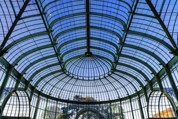 Belgium, 04 28 2018: Decorated Art Nouveau roof of the Royal Glasshouses, Europe