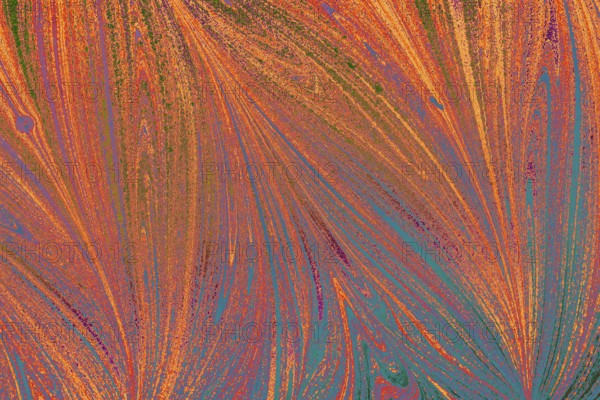 Beautiful abstract art of Ebru marbling painting techniques on water with acrylic paints