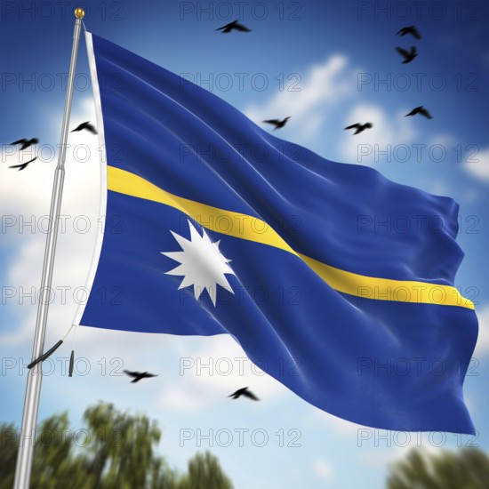 Flag of Nauru, This is a computer generated and 3d rendered image