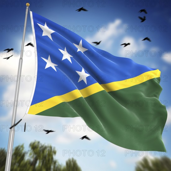 Flag of the Solomon Islands, This is a computer generated and 3d rendered image