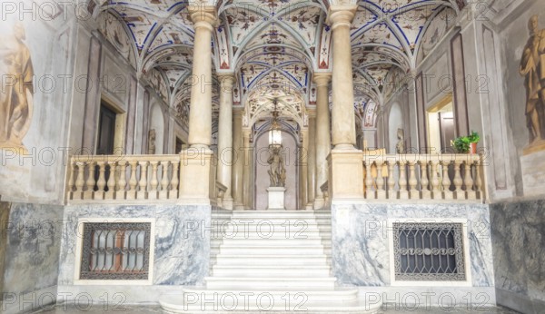 Genoa, Italy, 08 August 2023: interior of Gio Carlo Brignole Palace. Luxury ancient building, ca 1670, Europe